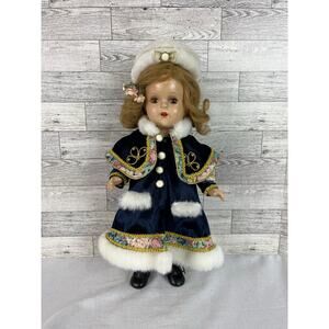 VINTAGE Composition GIRL Doll 1930s Ideal R&B Effanbee 15" Sleep Eyes Mohair Wig